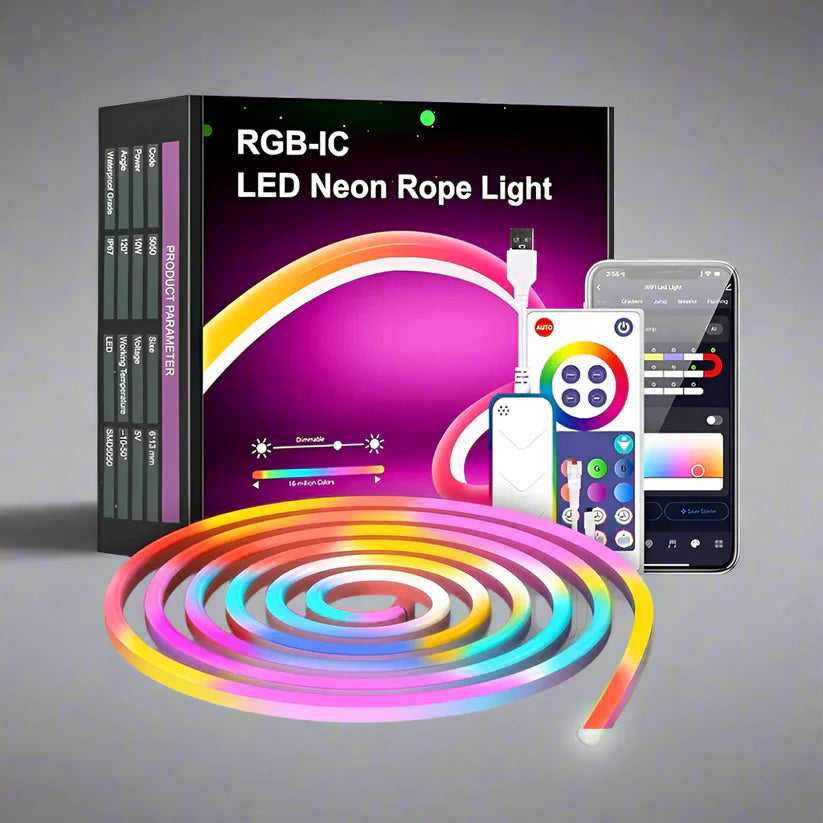 NeonGlow Smart Rope Strip Light with Music Syncing (5 Meters) by Cooksyy