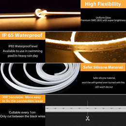AC 220V - Neon Flex LED Strip Lights - Warm White | 8mm x 16mm