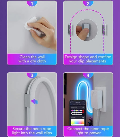 NeonGlow Smart Rope Strip Light with Music Syncing (5 Meters) by Cooksyy