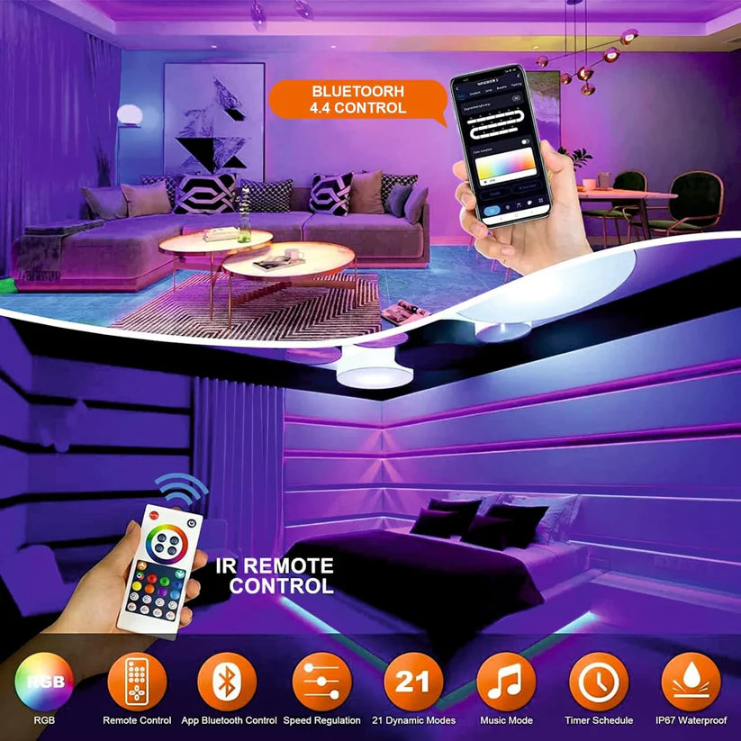 NeonGlow Smart Rope Strip Light with Music Syncing (5 Meters) by Cooksyy