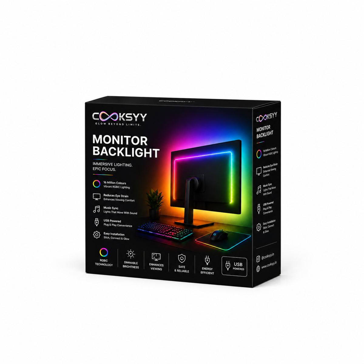 Cooksyy RGB Monitor Sync Backlight(Upto 50 Inches)